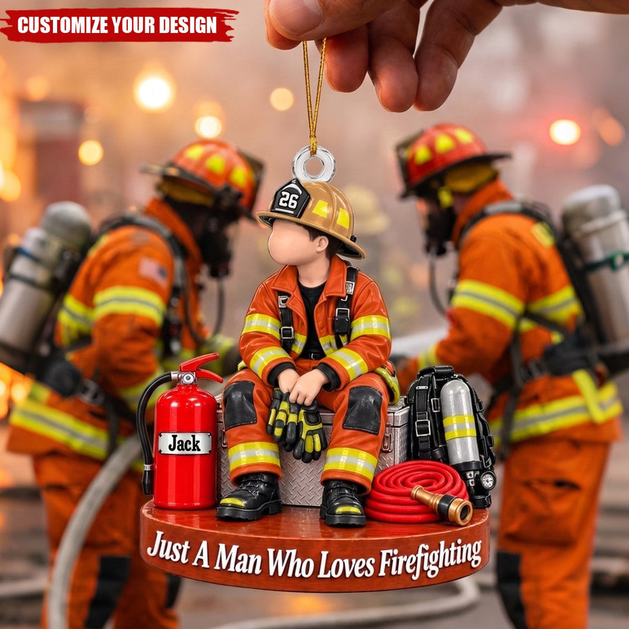 Personalized Firefighter Christmas Ornament, Custom Name & Number Gift For Firefighter