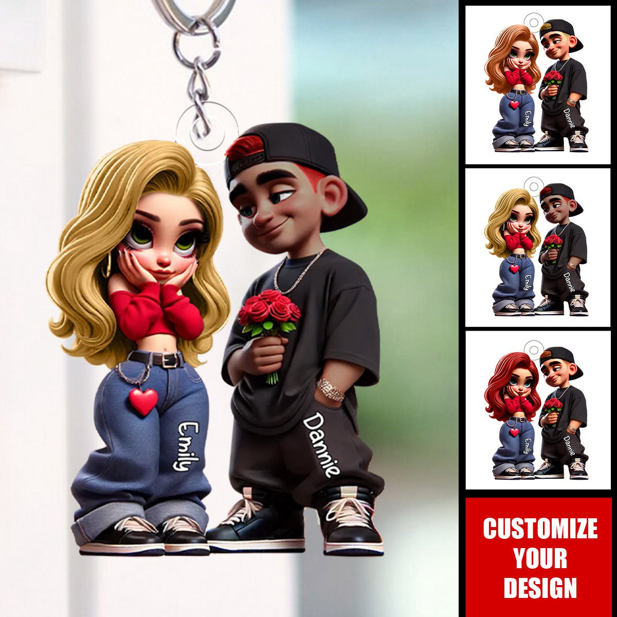 3D Effect Y2K Couple Personalized Acrylic Keychain — Photo 1