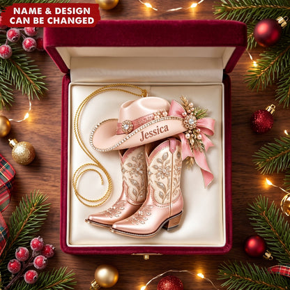 Cowgirl Boots – Personalized Acrylic Custom Shape Ornament, Gift for Country Girl