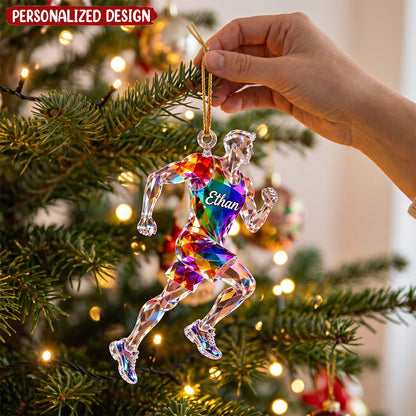 Personalized Running Acrylic Ornament, Custom Name Runner Christmas Ornament