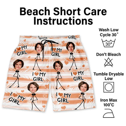 Custom Photo I Love My Wife - Personalized Unisex Beach Shorts