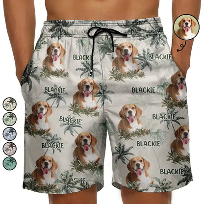 Custom Photo Tropical Palm Dog Cat Kid - Personalized Unisex Beach Shorts