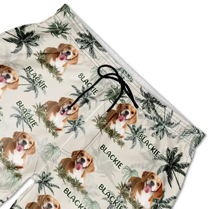 Custom Photo Tropical Palm Dog Cat Kid - Personalized Unisex Beach Shorts