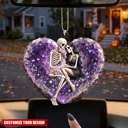 Till Death Do Us Part Skeleton Couple  - Personalized Acrylic Car Ornament - Halloween Decor Gift, Gift For Couple