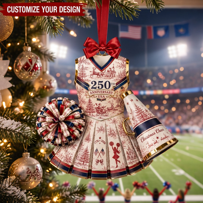 Personalized USA 250th Anniversary Acrylic Ornament - Custom Cheerleader Christmas Ornament