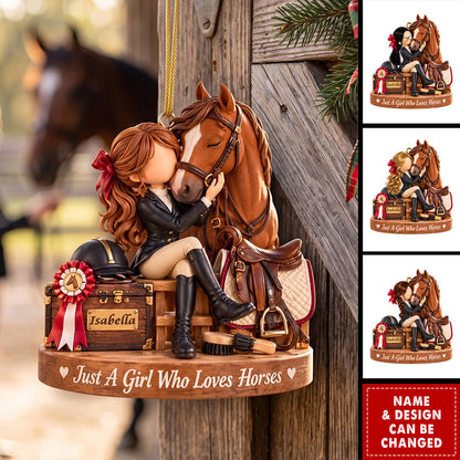 Personalized Acrylic Horse Ornament - Custom Equestrian Rider Gift For Daughter