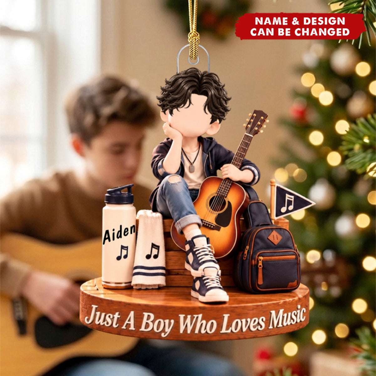 Personalized Music Boy Acrylic Ornament - Music Student Christmas Keepsake