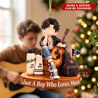 Personalized Music Boy Acrylic Ornament - Music Student Christmas Keepsake