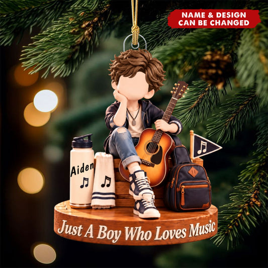 Personalized Music Boy Acrylic Ornament - Music Student Christmas Keepsake