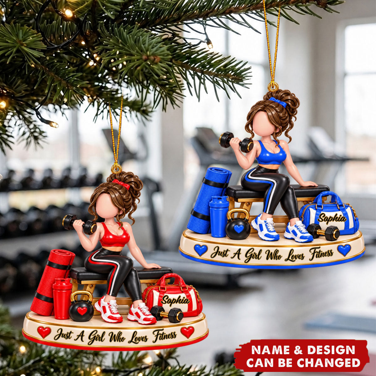 Personalized Fitness Girl Ornament - Gym Lover Keepsake