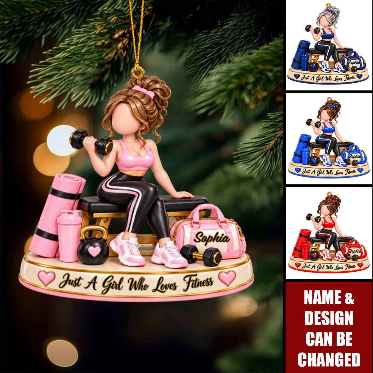 Personalized Fitness Girl Ornament - Gym Lover Keepsake