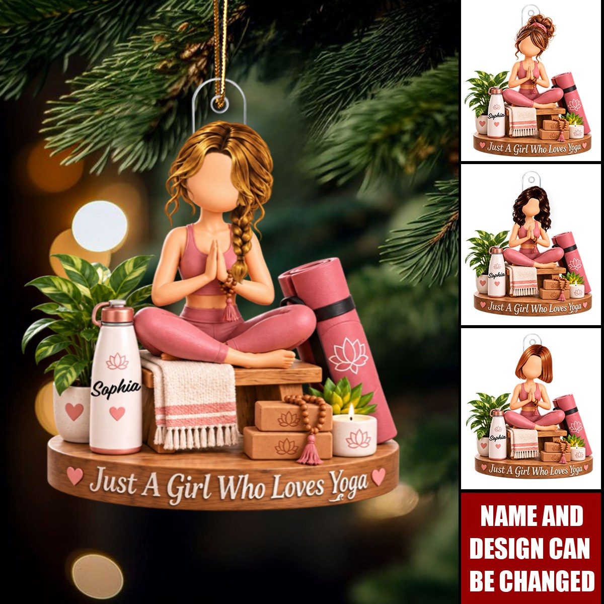 Personalized Acrylic Yoga Ornament - Yoga Lover Tree Decor