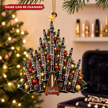 Personalized Clarinet Ornament, Custom Name Band Musician Gift