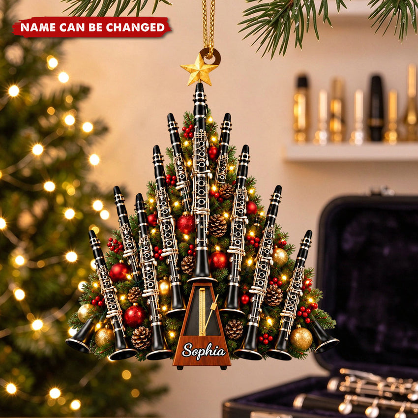 Personalized Clarinet Ornament, Custom Name Band Musician Gift