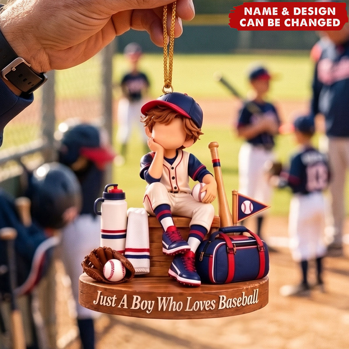 Baseball Boy Ornament, Baseball Player Gift For Grandson