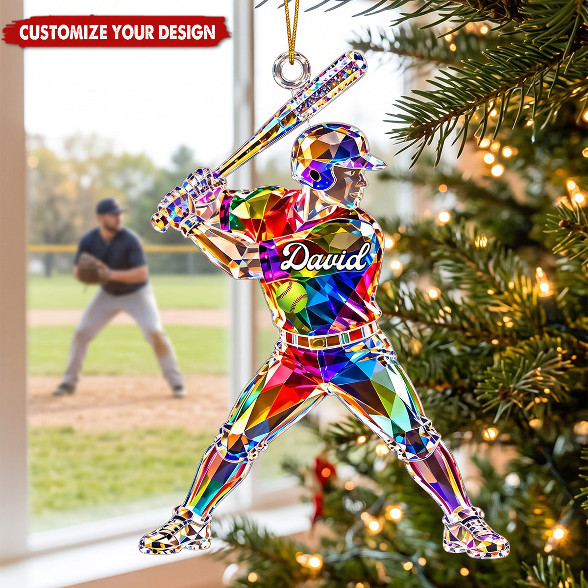 Personalized Softball Acrylic Ornament - Custom Name Softball Player Gift