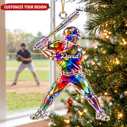 Personalized Softball Acrylic Ornament - Custom Name Softball Player Gift