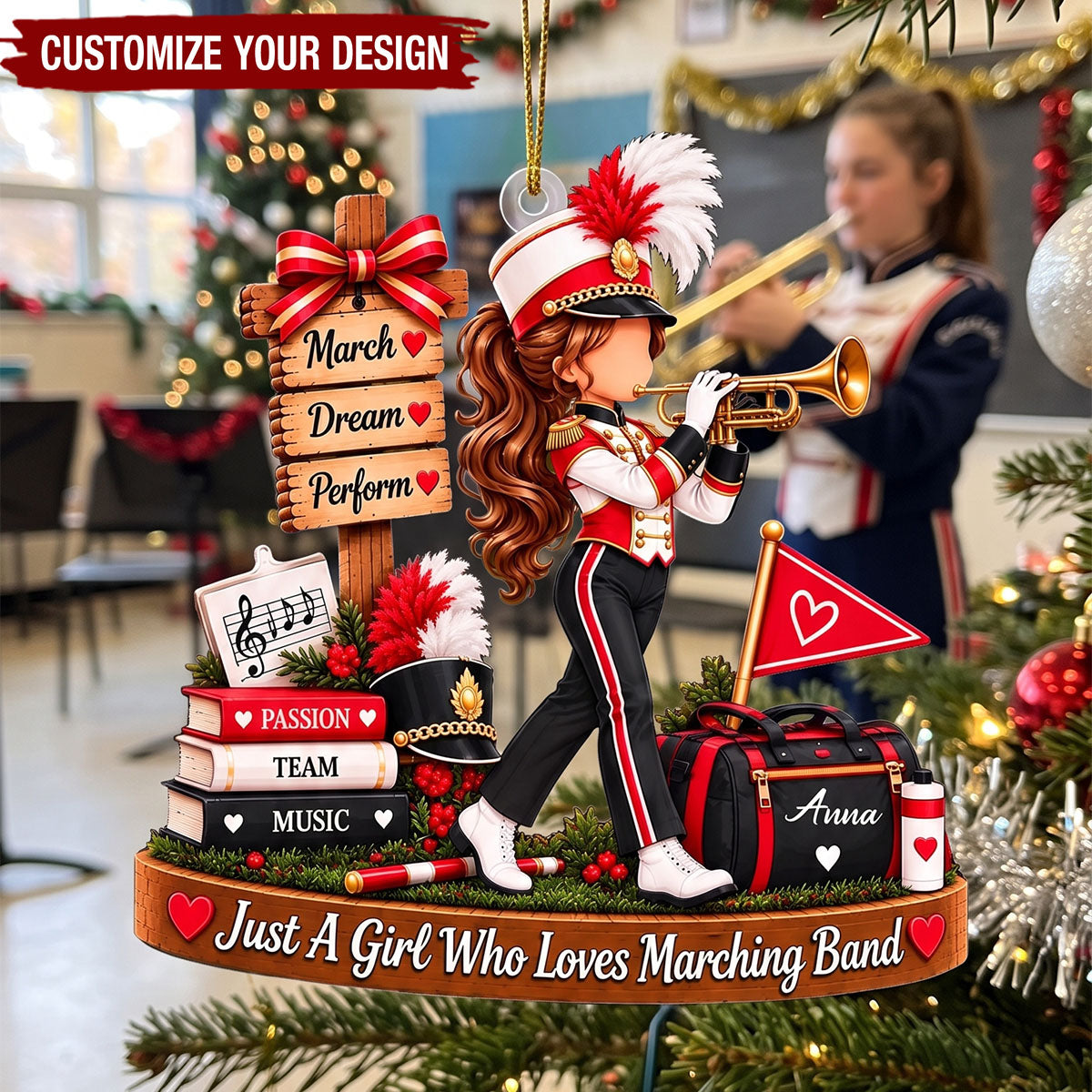 Personalized Marching Band Girl Ornament - Custom Marching Band Girl Gift