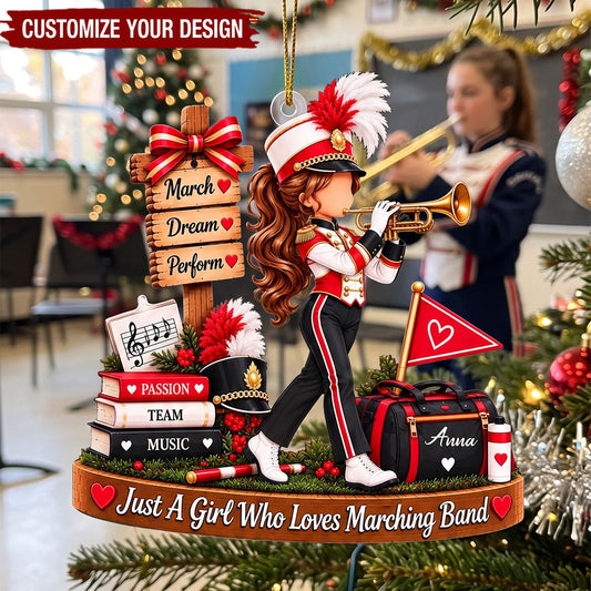 Personalized Marching Band Girl Ornament - Custom Marching Band Girl Gift