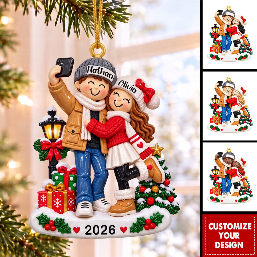Personalized Couple Ornament, Taking A Selfie Couples Christmas Keepsake