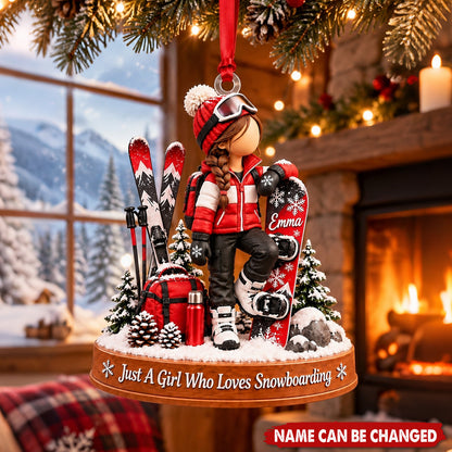 Personalized Snowboard Ornament - Custom Winter Decoration For Girls