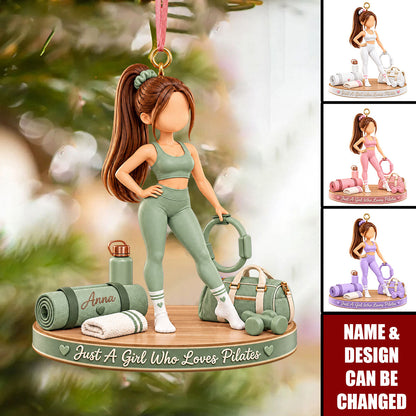 Personalized Pilates Girl Acrylic Ornament - Pilates Lover Gift For Her
