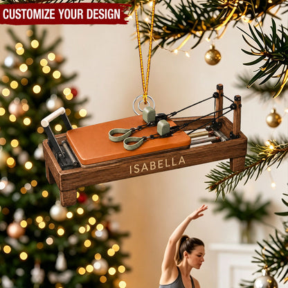 Personalized Pilates Reformer Acrylic Christmas Ornament, Fitness Studio Decor Gift