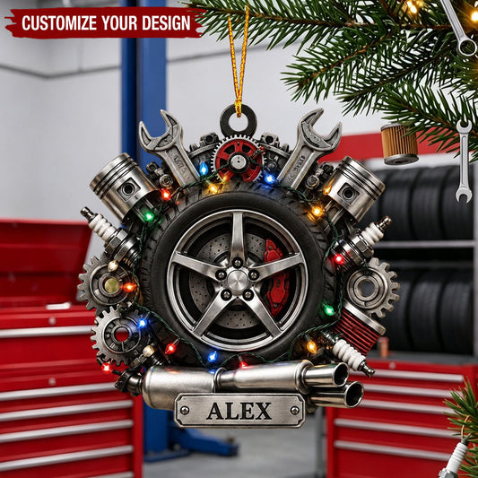 Personalized Auto Repair Acrylic Ornament, Mechanic Christmas Gift
