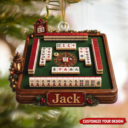 Personalized Mahjong Acrylic Christmas Ornament, Custom Name Gift for Mahjong Players
