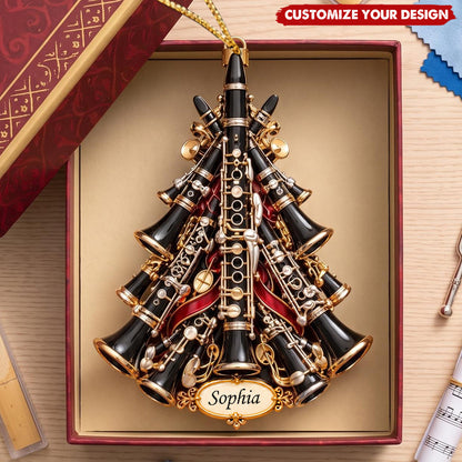 Personalized Clarinet Acrylic Christmas Ornament, Gift For Clarinet Players