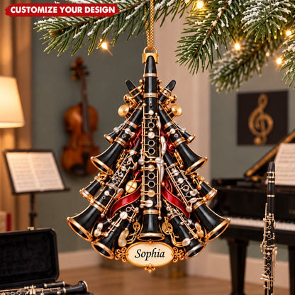 Personalized Clarinet Acrylic Christmas Ornament, Gift For Clarinet Players