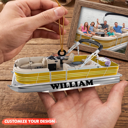 Custom Boat Acrylic Christmas Ornament, Gift For Pontoon Enthusiasts