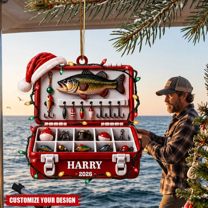 Personalized Fishing Tackle Box Ornament for Fishing Lovers