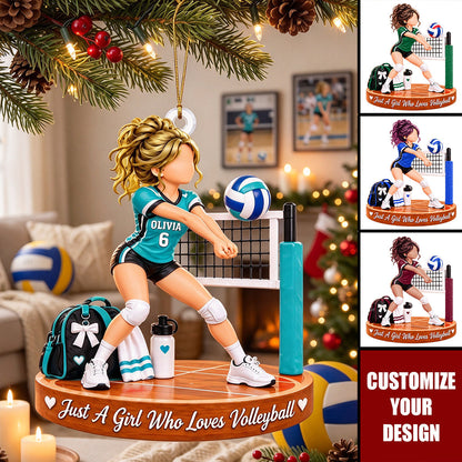 Personalized Volleyball Girl Ornament, Custom Name & Number Christmas Decoration