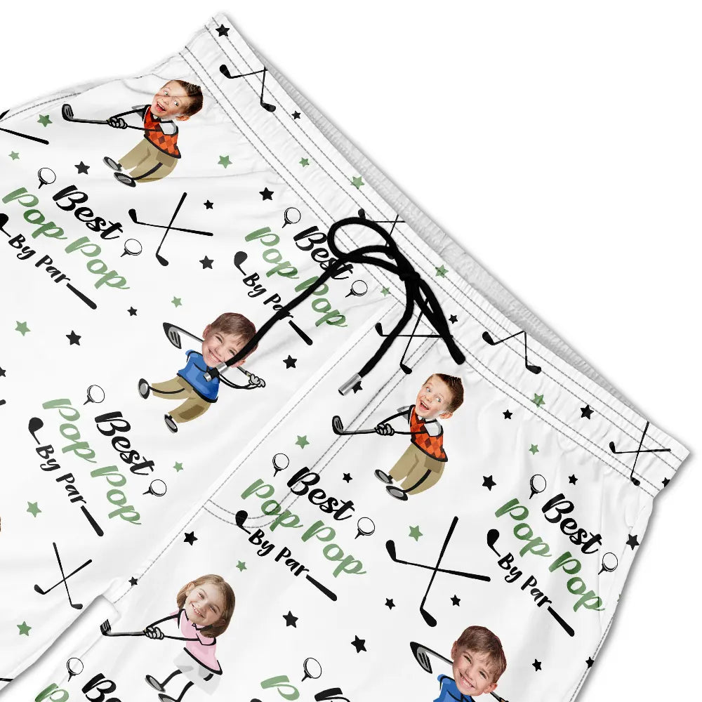 Custom Photo Best Dad Papa By Par Funny Kids - Personalized Unisex Beach Shorts