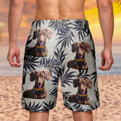 Custom Photo Palm Leaf Vacation Vibe - Personalized Unisex Beach Shorts