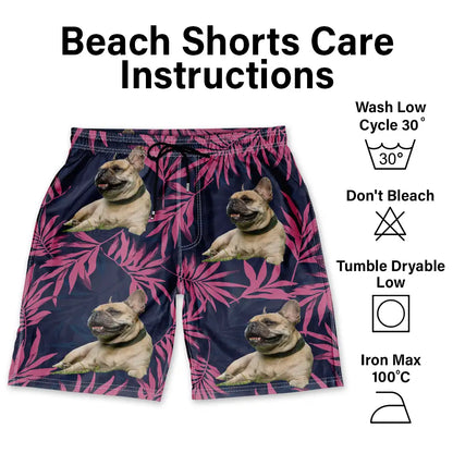 Custom Photo Palm Leaf Vacation Vibe - Personalized Unisex Beach Shorts