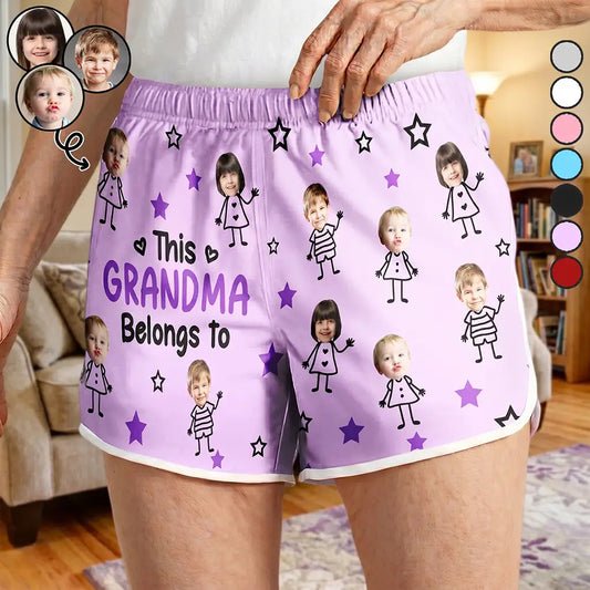 Custom Photo This Grandma Mom Belongs To Kids Pet - Personalized Women Beach Shorts