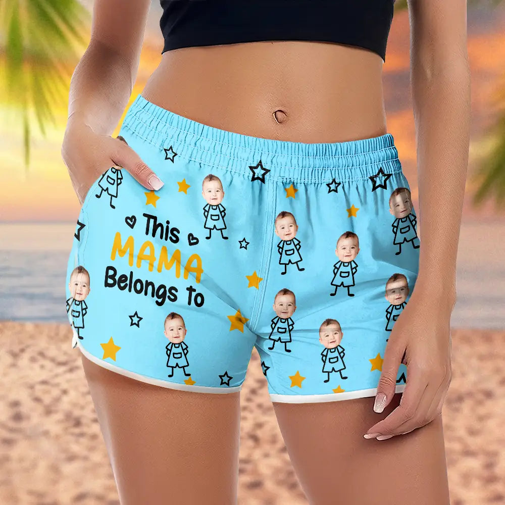 Custom Photo This Grandma Mom Belongs To Kids Pet - Personalized Women Beach Shorts