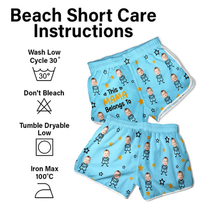 Custom Photo This Grandma Mom Belongs To Kids Pet - Personalized Women Beach Shorts