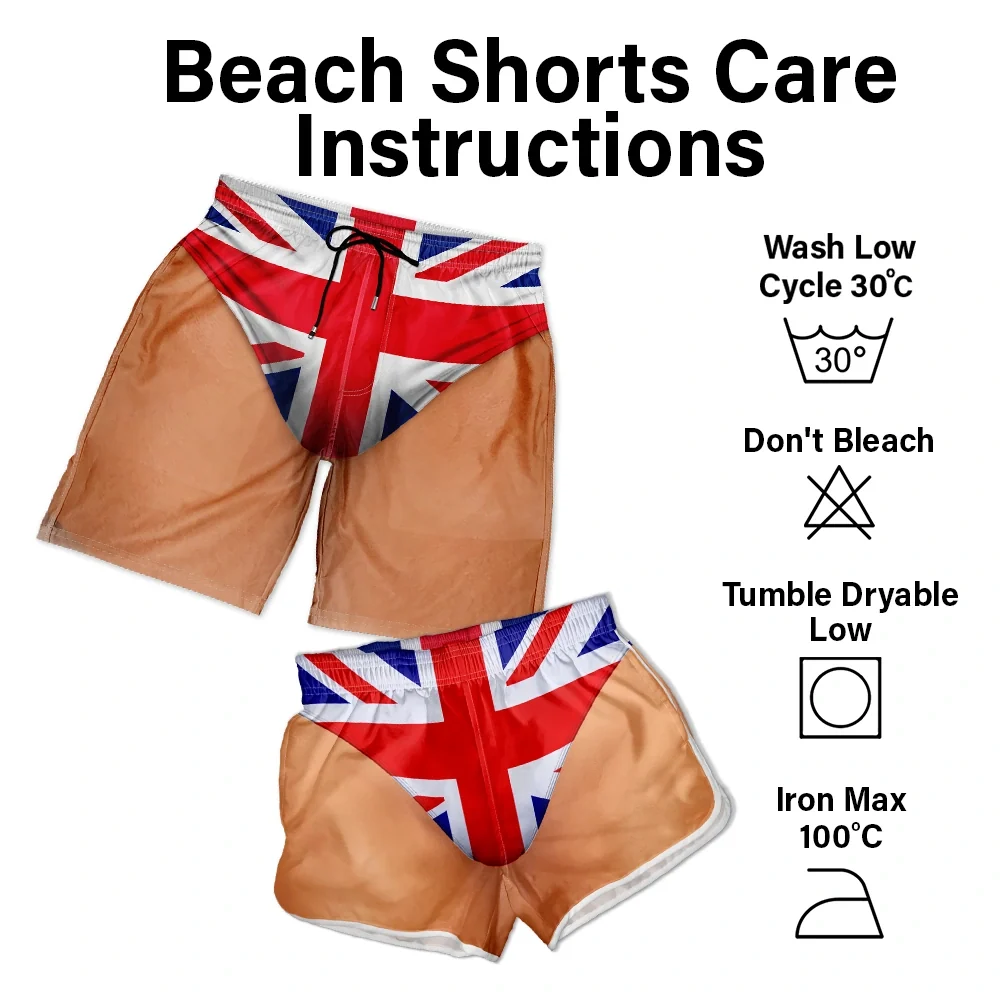 Funny 3D Body Swim Trunks Countries Flag - Personalized Unisex Beach Shorts
