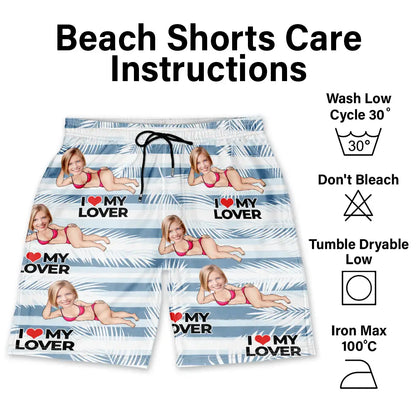 Custom Photo Funny Holiday Vacation Tropical Summer Item - Personalized Unisex Beach Shorts