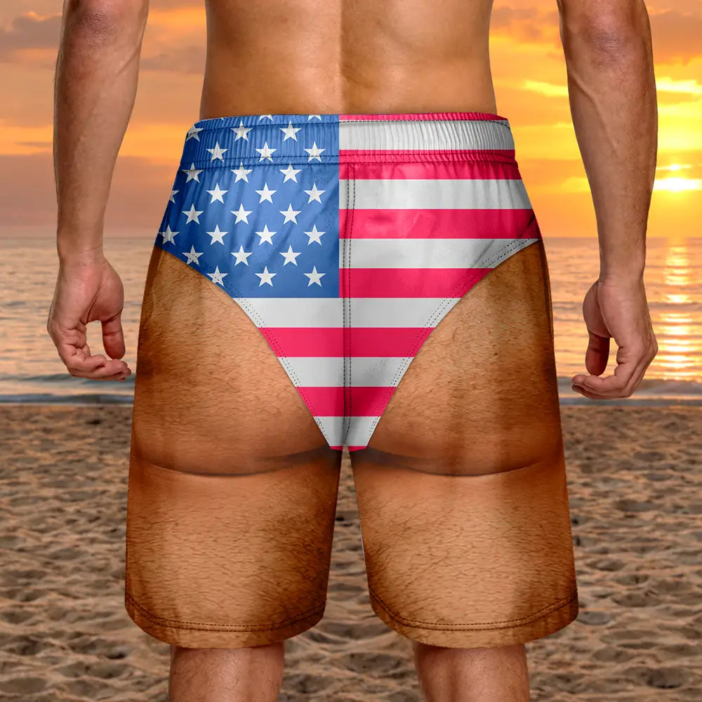 Custom Photo Funny Men Swim Trunks - Personalized Unisex Beach Shorts