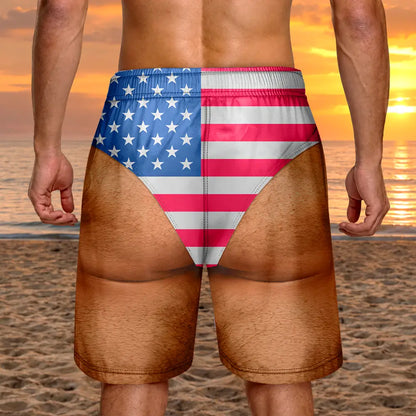 Custom Photo Funny Men Swim Trunks - Personalized Unisex Beach Shorts