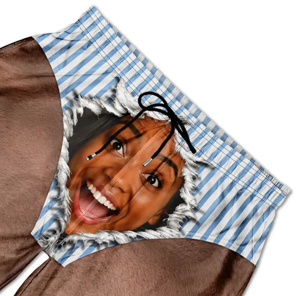 Custom Photo Funny Men Swim Trunks - Personalized Unisex Beach Shorts