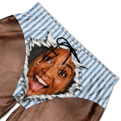 Custom Photo Funny Men Swim Trunks - Personalized Unisex Beach Shorts