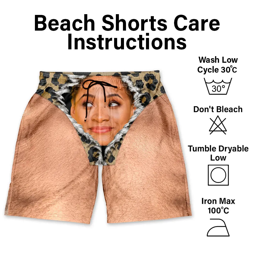 Custom Photo Funny Men Swim Trunks - Personalized Unisex Beach Shorts