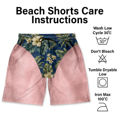 Funny Men Swim Trunks Tropical Pattern - Personalized Unisex Beach Shorts