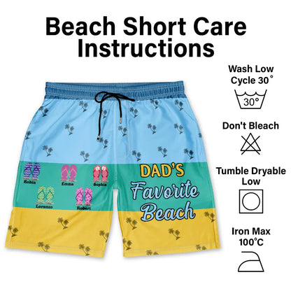 Grandpa's Favorite Beach - Personalized Unisex Beach Shorts
