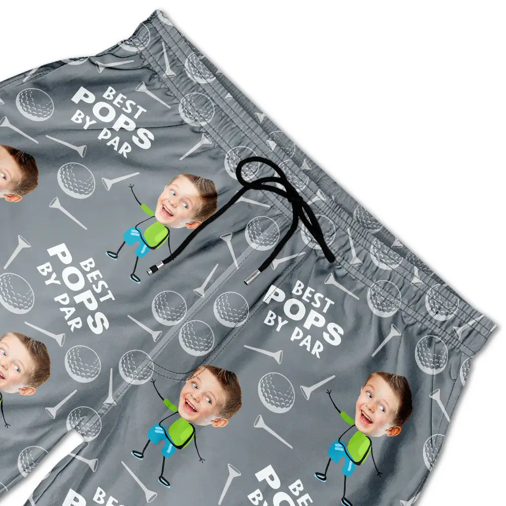 Custom Photo Best Daddy By Par Funny Golf Lover - Personalized Unisex Beach Shorts